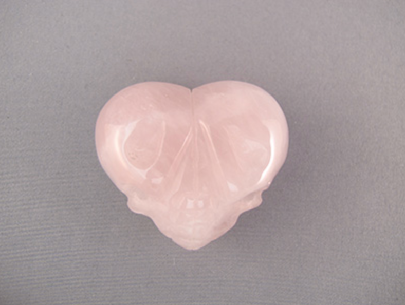 QR-H2H-50-mm : Mary Magdalene Journey Heart 2 Heart  Rose Quartz Twin Crystal Skull