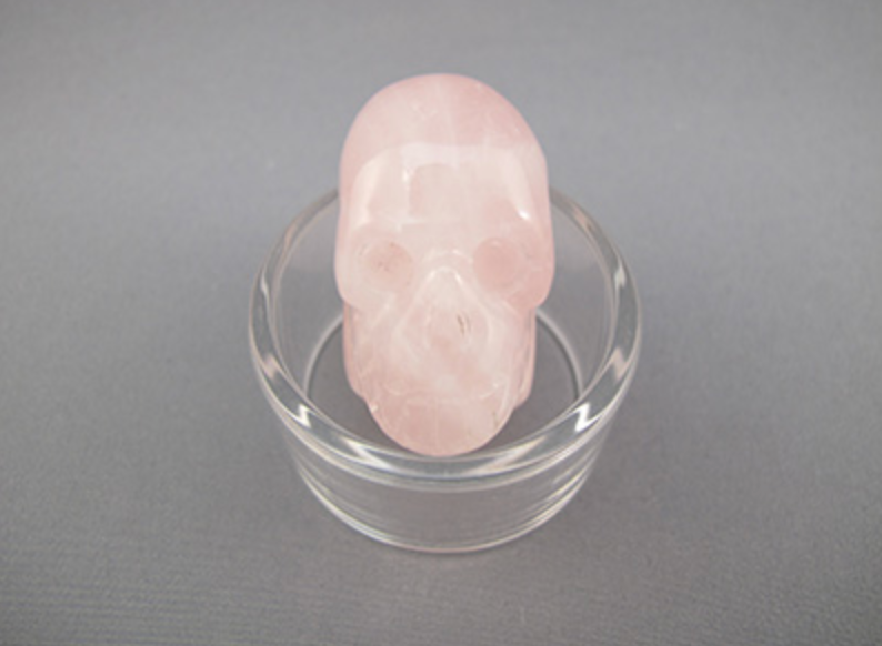 QR-H2H-50-mm : Mary Magdalene Journey Heart 2 Heart  Rose Quartz Twin Crystal Skull