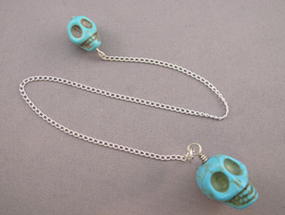 PD-TT-02 : Chinese Turquoise Double Crystal Skull Pendulum