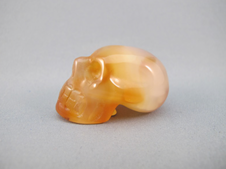 CR-S-25-m : Mayan-Style Carnelian with Chalcedony Crystal Skull