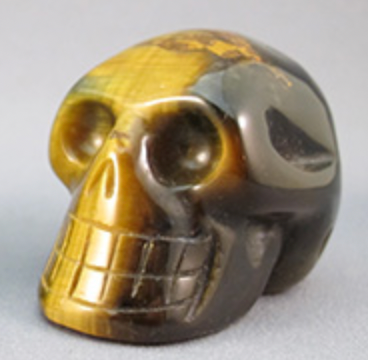 BTE-S-100-g : Gold/Blue Tiger Eye Crystal Skull